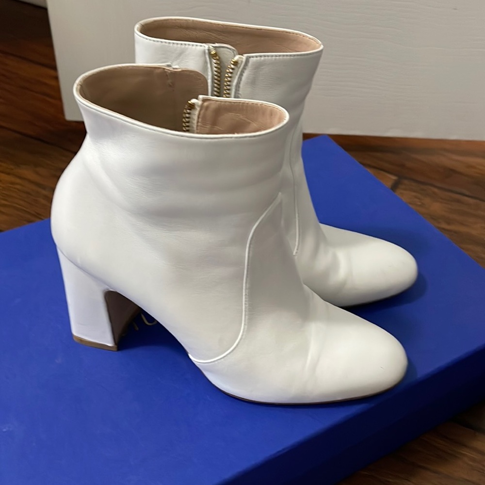 White Stuart Weitzman booties